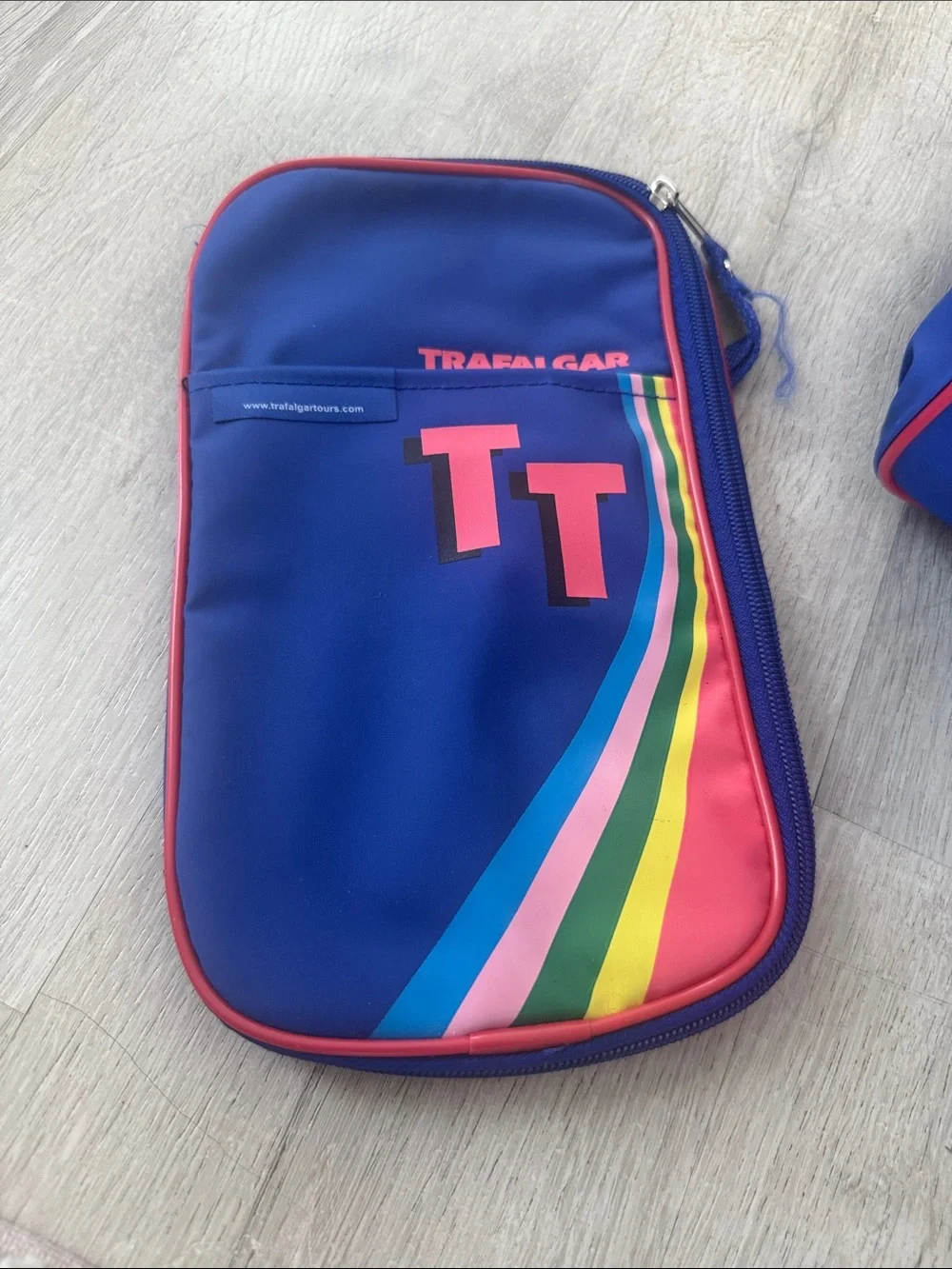 Trafalgar Backpack Shoulder Bag Vintage 80's Rainbow Blue Travel Bag Red Trim